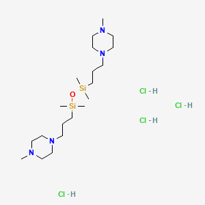 molecular formula C20H50Cl4N4OSi2 B12748052 Piperazine, 1,1'-oxybis(dimethylsilylene)bis(trimethylene)bis(4-methyl-, tetrahydrochloride CAS No. 84584-53-2