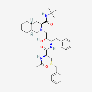 molecular formula C36H52N4O4S B12748074 3-Isoquinolinecarboxamide, 2-(3-((2-(acetylamino)-1-oxo-3-((phenylmethyl)thio)propyl)amino)-2-hydroxy-4-phenylbutyl)-N-(1,1-dimethylethyl)decahydro-, (3S-(2(2S*,3R*(R*)),3a,4ab,8ab))- CAS No. 173918-20-2