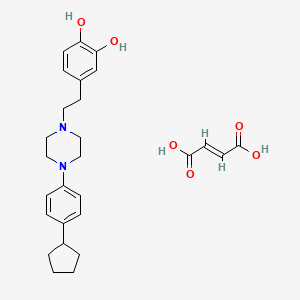 molecular formula C27H34N2O6 B12748124 1-(4-Cyclopentylphenyl)-4-(2-(3,4-dihydroxyphenyl)ethyl)piperazine maleate CAS No. 113682-11-4