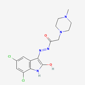 1-Piperazineacetic acid, 4-methyl-, (5,7-dichloro-2-oxo-3-indolinylidene)hydrazide, (Z)-