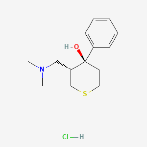 molecular formula C14H22ClNOS B12748215 2H-Thipyran-4-ol, tetrahydro-3-((dimethylamino)methyl)-4-phenyl-, hydrochloride, trans-(+-)- CAS No. 119558-29-1