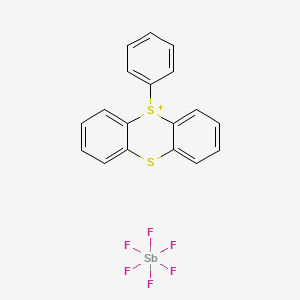 molecular formula C18H13F6S2Sb B12748301 Thianthrenium, 5-phenyl-, (OC-6-11)-hexafluoroantimonate(1-) CAS No. 101200-58-2