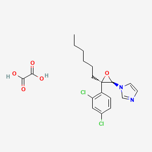 molecular formula C19H22Cl2N2O5 B12748310 1H-Imidazole, 1-(3-(2,4-dichlorophenyl)-3-hexyloxiranyl)-, cis-, ethanedioate CAS No. 79478-37-8