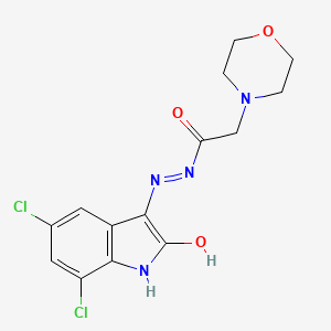 4-Morpholineacetic acid, (5,7-dichloro-2-oxo-3-indolinylidene)hydrazide, (Z)-