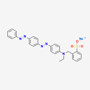 molecular formula C27H24N5NaO3S B12748410 Benzenesulfonic acid, ((ethyl(4-((4-(phenylazo)phenyl)azo)phenyl)amino)methyl)-, sodium salt CAS No. 61827-80-3