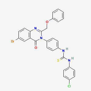 molecular formula C28H20BrClN4O2S B12748411 Thiourea, N-(4-(6-bromo-4-oxo-2-(phenoxymethyl)-3(4H)-quinazolinyl)phenyl)-N'-(4-chlorophenyl)- CAS No. 118526-01-5