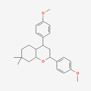 molecular formula C25H32O3 B12748417 2,4-Bis(p-methoxyphenyl)-7,7-dimethylhexahydrochroman CAS No. 82315-17-1