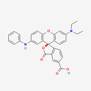 molecular formula C31H26N2O5 B12748436 Spiro(isobenzofuran-1(3H),9'-(9H)xanthene)-5-carboxylic acid, 6'-(diethylamino)-3-oxo-2'-(phenylamino)- CAS No. 71799-72-9