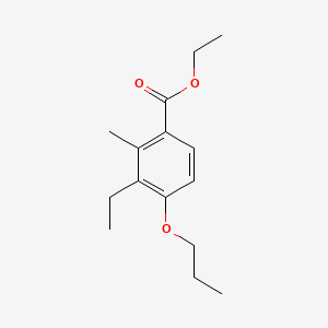 molecular formula C15H22O3 B12748450 Ethyl 3-ethyl-2-methyl-4-propoxybenzoate CAS No. 92730-42-2