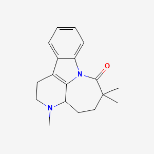 molecular formula C18H22N2O B12748468 (+-)-2,3,3a,4,5,6-Hexahydro-3,6,6-trimethyl-3,7a-diazacyclohepta(jk)fluoren-7(1H)-one CAS No. 87255-57-0