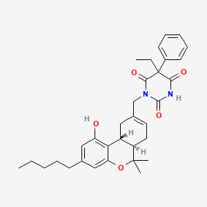 2,4,6(1H,3H,5H)-Pyrimidinetrione, 5-ethyl-5-phenyl-1-((6a,7,10,10a-tetrahydro-1-hydroxy-6,6-dimethyl-3-pentyl-6H-dibenzo(b,d)pyran-9-yl)methyl)-, (6aR-(6a-alpha,10a-beta))-(partial)