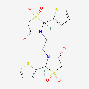 4-Thiazolidinone, 3,3'-(1,2-ethanediyl)bis(2-(2-thienyl)-, 1,1,1',1'-tetroxide, (R*,R*)-(+-)-