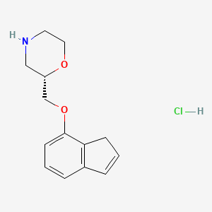 molecular formula C14H18ClNO2 B12749010 Indeloxazine hydrochloride, (S)- CAS No. 76489-35-5