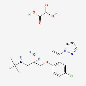 molecular formula C20H26ClN3O6 B12749029 3-(tert-Butylamino)-1-(4-chloro-6-(1-(1H-pyrazol-1-yl)vinyl)phenoxy)-2-propanol oxalate CAS No. 85128-06-9