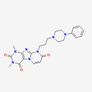 Pyrimido(2,1-f)purine-2,4,8(1H,3H,9H)-trione, 1,3-dimethyl-9-(3-(4-phenyl-1-piperazinyl)propyl)-