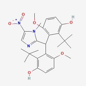 molecular formula C27H35N3O6 B12749146 Phenol, 3,3'-((1-methyl-5-nitro-1H-imidazol-2-yl)methylene)bis(4-methoxy-2-(1,1-dimethylethyl)- CAS No. 83940-42-5