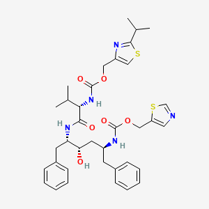 molecular formula C36H45N5O6S2 B12749187 2-Oxa-4,7,12-triazatridecan-13-oic acid, 9-hydroxy-5-(1-methylethyl)-1-(2-(1-methylethyl)-4-thiazolyl)-3,6-dioxo-8,11-bis(phenylmethyl)-, 5-thiazolylmethyl ester, (5S-(5R*,7R*,8R*,11R*))- CAS No. 165314-96-5