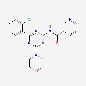 3-Pyridinecarboxamide, N-(4-(2-chlorophenyl)-6-(4-morpholinyl)-1,3,5-triazin-2-yl)-