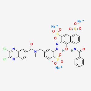 Trisodium 4-(benzoylamino)-6-((5-((((2,3-dichloroquinoxalin-6-yl)carbonyl)methylamino)methyl)-2-sulphonatophenyl)azo)-5-hydroxynaphthalene-1,7-disulphonate