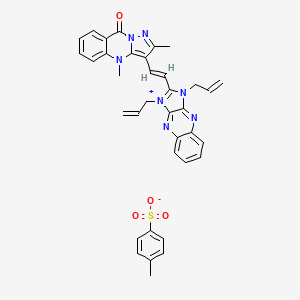 3-((1,3-Diallyl-1,3-dihydro-2H-imidazo(4,5-b)quinoxalin-2-ylidene)ethylidene)-3,9-dihydro-2,4-dimethyl-9-oxopyrazolo(5,1-b)quinazolinium toluene-p-sulphonate