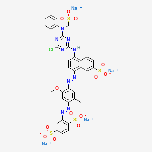 Tetrasodium 2-((4-((4-((4-chloro-6-(N-(sulphonatomethyl)anilino)-1,3,5-triazin-2-yl)amino)-7-sulphonato-1-naphthyl)azo)-5-methoxy-o-tolyl)azo)benzene-1,4-disulphonate