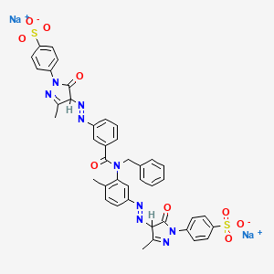 Disodium 4-(4-((3-(benzyl(3-((4,5-dihydro-3-methyl-5-oxo-1-(4-sulphonatophenyl)-1H-pyrazol-4-yl)azo)benzoyl)amino)-p-tolyl)azo)-4,5-dihydro-3-methyl-5-oxo-1H-pyrazol-1-yl)benzenesulphonate