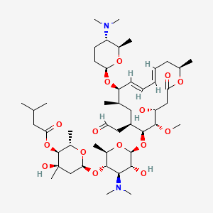 [(2S,3S,4R,6S)-6-[(2R,3S,4R,5R,6S)-4-(dimethylamino)-6-[[(4R,5S,6S,7R,9R,10R,11E,13E,16R)-10-[(2R,5S,6R)-5-(dimethylamino)-6-methyloxan-2-yl]oxy-4-hydroxy-5-methoxy-9,16-dimethyl-2-oxo-7-(2-oxoethyl)-1-oxacyclohexadeca-11,13-dien-6-yl]oxy]-5-hydroxy-2-methyloxan-3-yl]oxy-4-hydroxy-2,4-dimethyloxan-3-yl] 3-methylbutanoate