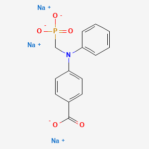 molecular formula C14H11NNa3O5P B12749493 Trisodium 4-((phenylphosphonomethyl)amino)benzoate CAS No. 182228-06-4