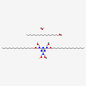 ((4-((Hydroxymethyl)(methoxymethyl)amino)-6-((methoxymethyl)((octadecyloxy)methyl)amino)-1,3,5-triazin-2-yl)((octadecyloxy)methyl)amino)methanol, diether with methanol and octadecan-1-ol