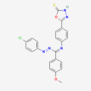 1,3,4-Oxadiazole-2(3H)-thione, 5-(4-((((4-chlorophenyl)azo)(4-methoxyphenyl)methylene)amino)phenyl)-