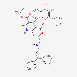 3,5-Pyridinedicarboxylic acid, 1,4-dihydro-2,6-dimethyl-4-(3-methyl-4-oxo-2-phenyl-4H-1-benzopyran-8-yl)-, 2-((3,3-diphenylpropyl)methylamino)ethyl 1-methylethyl ester