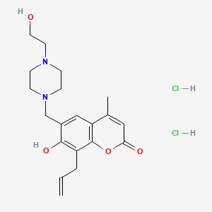 2H-1-Benzopyran-2-one, 7-hydroxy-6-((4-(2-hydroxyethyl)-1-piperazinyl)methyl)-4-methyl-8-(2-propenyl)-, dihydrochloride