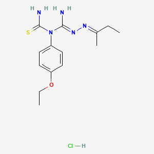 molecular formula C14H22ClN5OS B12750511 Hydrazinecarboximidamide, N-(aminothioxomethyl)-N-(4-ethoxyphenyl)-2-(1-methylpropylidene)-, monohydrochloride CAS No. 126281-56-9