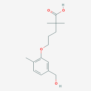 molecular formula C15H22O4 B12750519 5-(5-(Hydroxymethyl)-2-methylphenoxy)-2,2-dimethylpentanoic acid CAS No. 63257-53-4