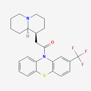 molecular formula C24H25F3N2OS B12750523 10H-Phenothiazine, 10-((octahydro-2H-quinolizin-1-yl)acetyl)-2-(trifluoromethyl)-, (1S-trans)- CAS No. 156213-25-1