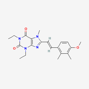 molecular formula C21H26N4O3 B12750547 (E)-1,3-Diethyl-8-(4-methoxy-2,3-dimethylstyryl)-7-methylxanthine CAS No. 155271-07-1