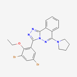 molecular formula C21H19Br2N5O B12750553 1,2,4-Triazolo(3,4-a)phthalazine, 3-(3,5-dibromo-2-ethoxyphenyl)-6-(1-pyrrolidinyl)- CAS No. 87540-17-8