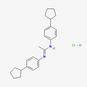 molecular formula C24H31ClN2 B12750556 Ethanimidamide, N,N'-bis(4-cyclopentylphenyl)-, hydrochloride CAS No. 85603-00-5