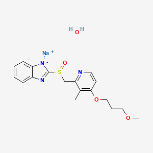 molecular formula C18H22N3NaO4S B12750593 Rabeprazole sodium monohydrate CAS No. 1033853-22-3