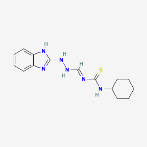 molecular formula C15H20N6S B12750606 Urea, 1-((2-benzimidazolyl)amidino)-3-cyclohexyl-2-thio- CAS No. 113367-96-7