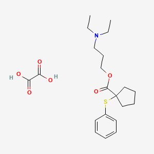 molecular formula C21H31NO6S B12750629 Cyclopentanecarboxylic acid, 1-(phenylthio)-, 3-(diethylamino)propyl ester, ethanedioate CAS No. 84245-07-8