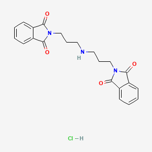 molecular formula C22H22ClN3O4 B12750646 1H-Isoindole-1,3(2H)-dione, 2,2'-(iminodi-3,1-propanediyl)bis-, monohydrochloride CAS No. 199808-02-1