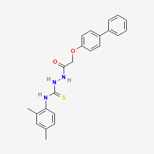 molecular formula C23H23N3O2S B12750668 Acetic acid, ((1,1'-biphenyl)-4-yloxy)-, 2-(((2,4-dimethylphenyl)amino)thioxomethyl)hydrazide CAS No. 126006-79-9