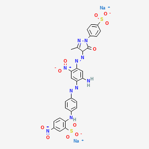 Disodium 2-((4-((2-amino-4-((4,5-dihydro-3-methyl-5-oxo-1-(4-sulphonatophenyl)-1H-pyrazol-4-yl)azo)-5-nitrophenyl)azo)phenyl)amino)-5-nitrobenzenesulphonate