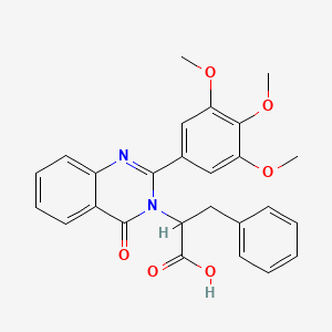 molecular formula C26H24N2O6 B12750708 4-Oxo-alpha-(phenylmethyl)-2-(3,4,5-trimethoxyphenyl)-3(4H)-quinazolineacetic acid CAS No. 83408-94-0