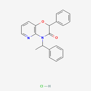 molecular formula C21H19ClN2O2 B12750719 2-Phenyl-4-(1-phenylethyl)-2H-pyrido(3,2-b)-1,4-oxazin-3(4H)-one monohydrochloride CAS No. 88799-62-6