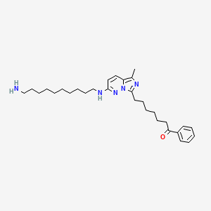 molecular formula C30H45N5O B12750801 1-Heptanone, 7-(2-((10-aminodecyl)amino)-5-methylimidazo(1,5-b)pyridazin-7-yl)-1-phenyl- CAS No. 210469-28-6