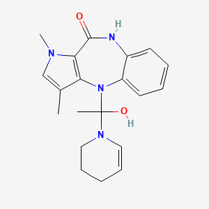 molecular formula C20H24N4O2 B12750834 1,3-Dimethyl-4-piperidinoacetyl-1,4,9,10-tetrahydropyrrolo(3,2-b)(1,5)benzodiazepin-10-one CAS No. 83621-96-9