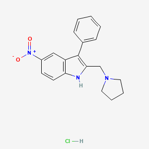 Indole, 5-nitro-3-phenyl-2-(1-pyrrolidinylmethyl)-, monohydrochloride