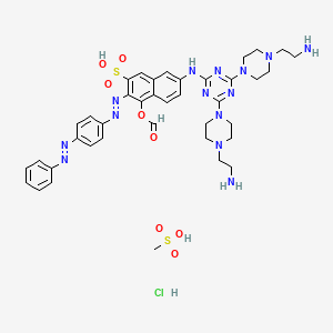 7-((4,6-Bis(4-(2-aminoethyl)-1-piperazinyl)-1,3,5-triazin-2-yl)amino)-4-hydroxy-3-((p-(phenylazo)phenyl)azo)naphthalene-2-sulphonic acid, formate, hydrochloride, methanesulphonate